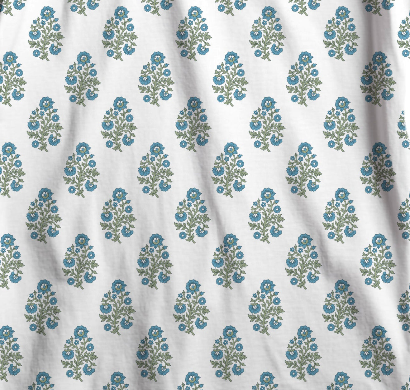 Blue Green Floral Tablecloth