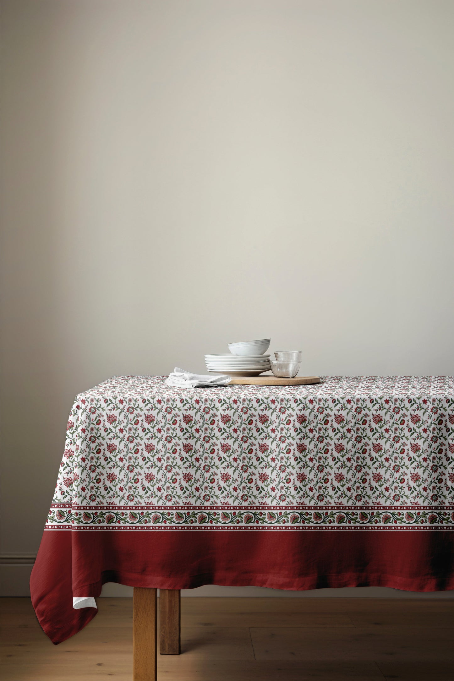Red & Green Chintz Tablecloth