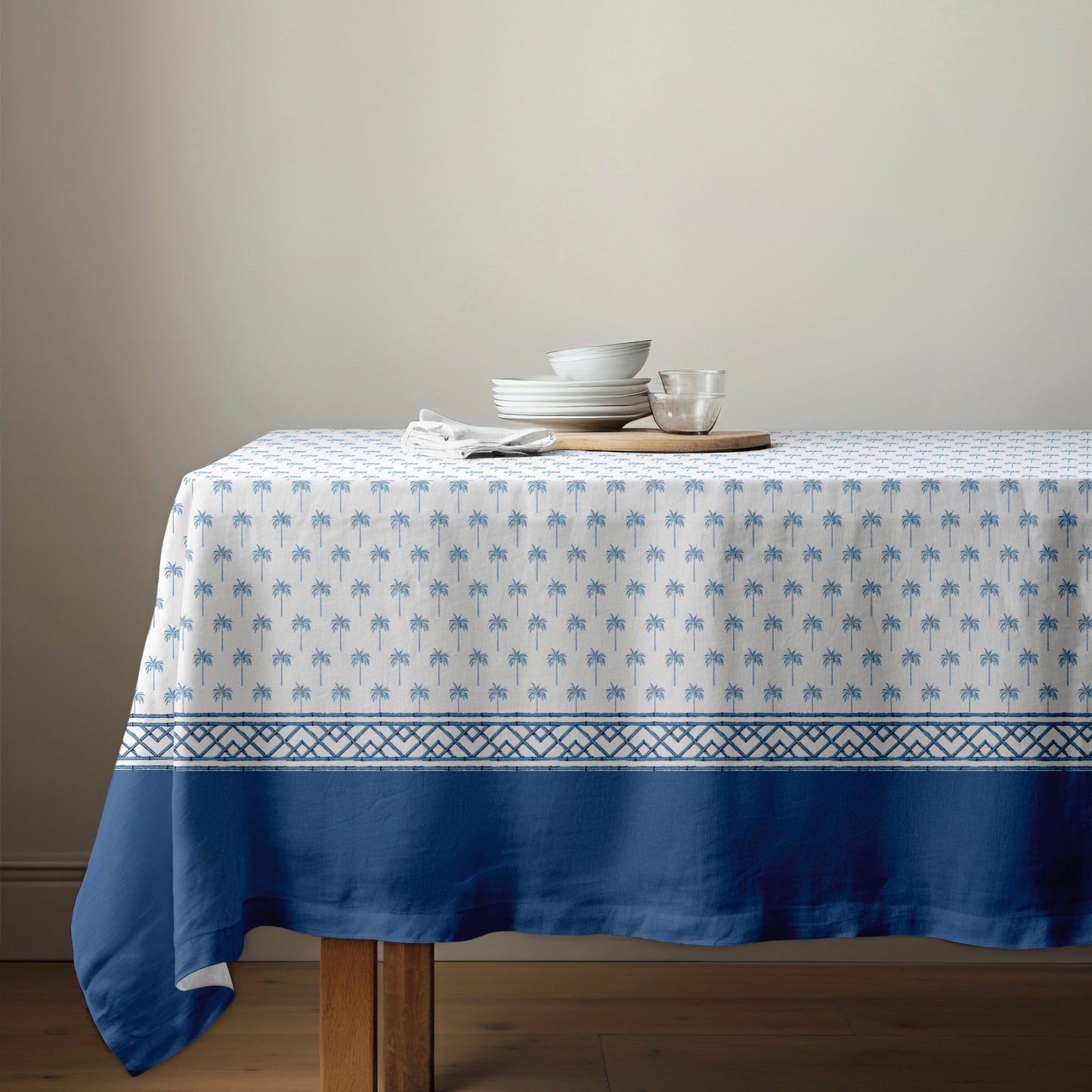 Palm Blue Tablecloth