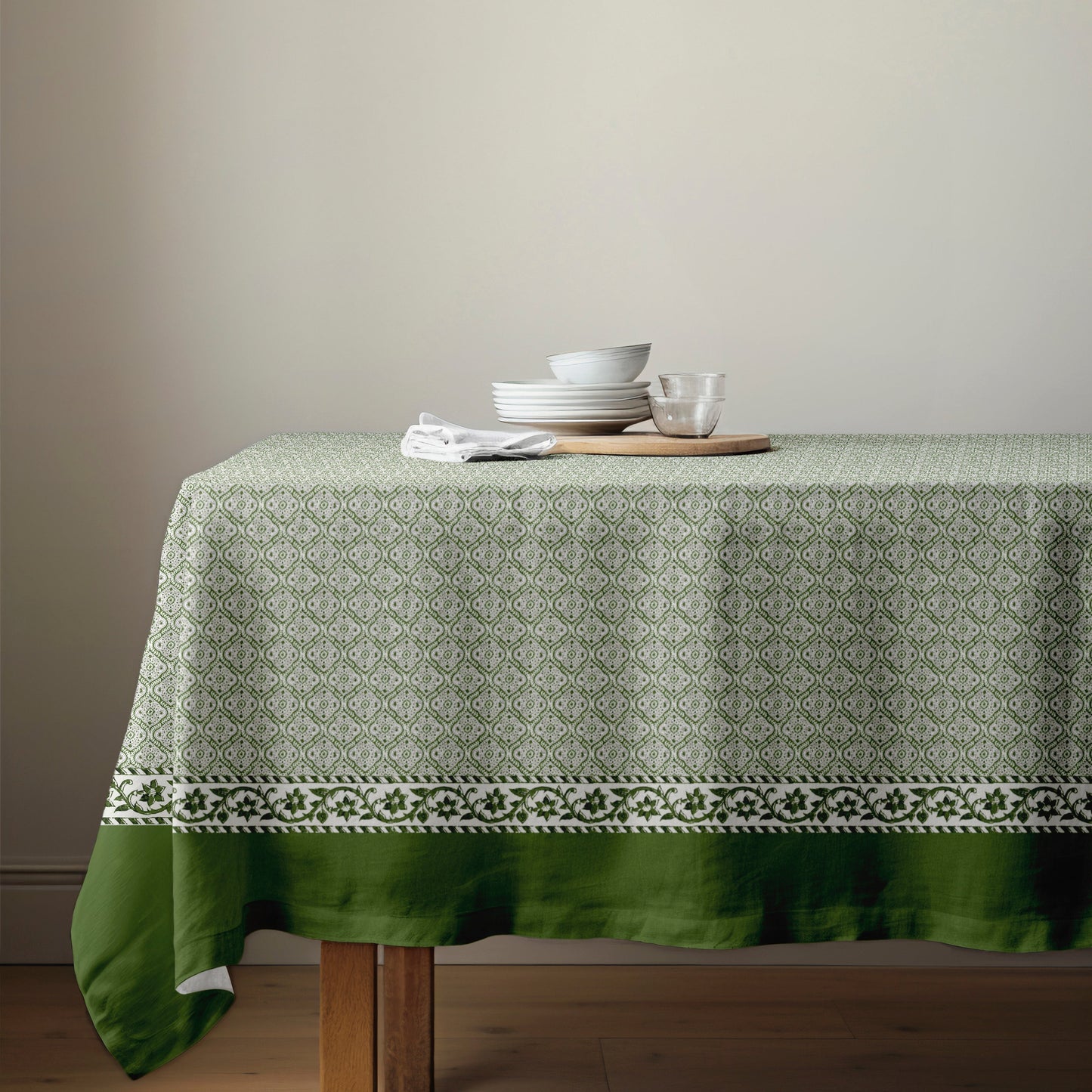 Green Damask Tablecloth