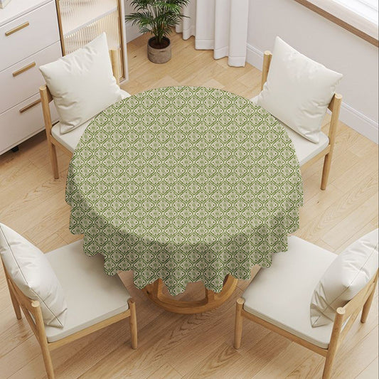 Green Damask Round Tablecloth