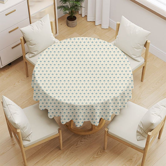 Blue Palm Round Tablecloth