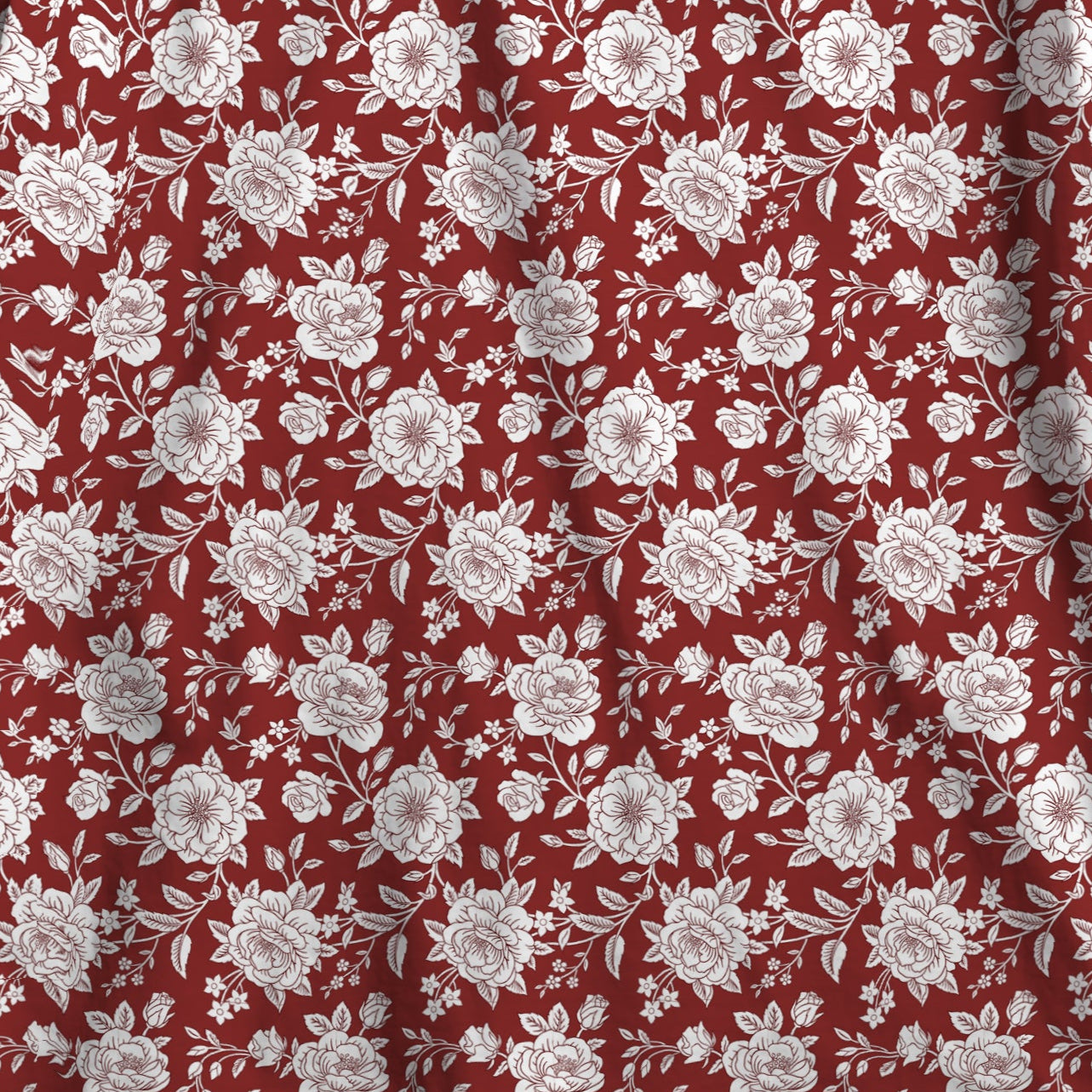 Red & White Floral Tablecloth