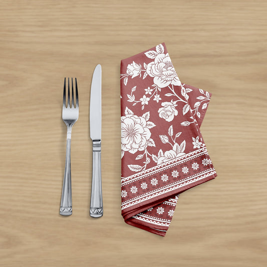 Red & White Floral Table Napkin (Set of 4)