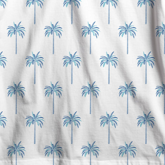 Blue Palm Round Tablecloth