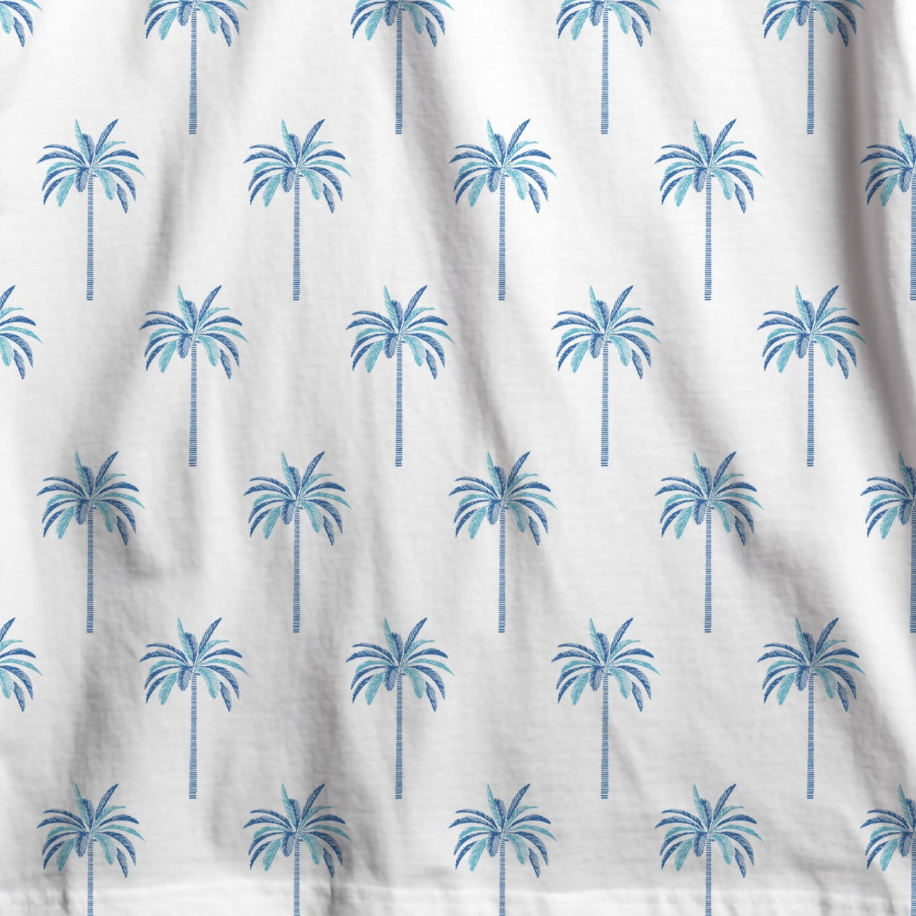Blue Palm Round Tablecloth