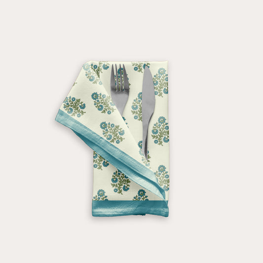 Blue Green Floral Table Napkin (Set of 4)