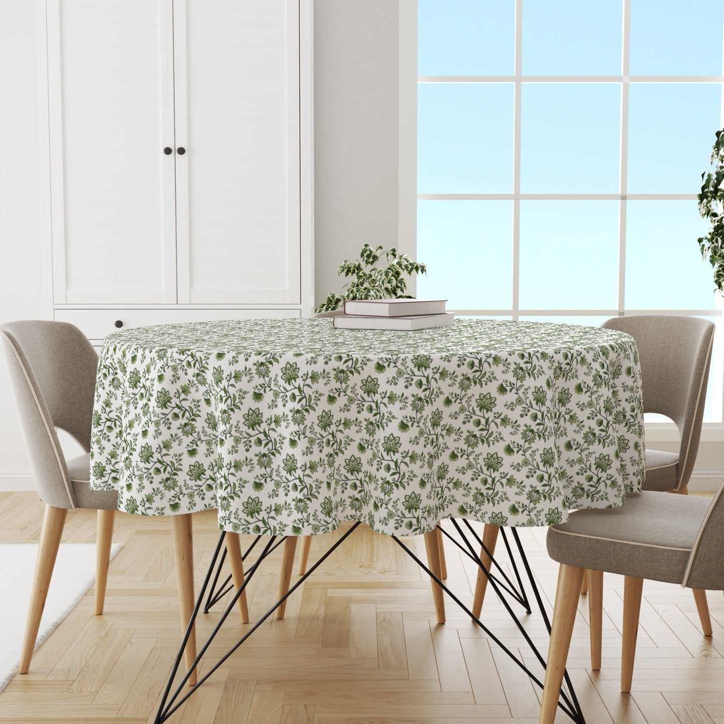 Green Chintz Round Tablecloth