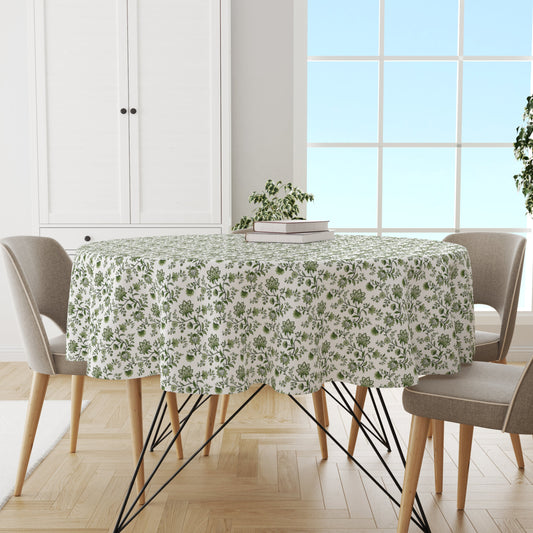 Green Chintz Round Tablecloth