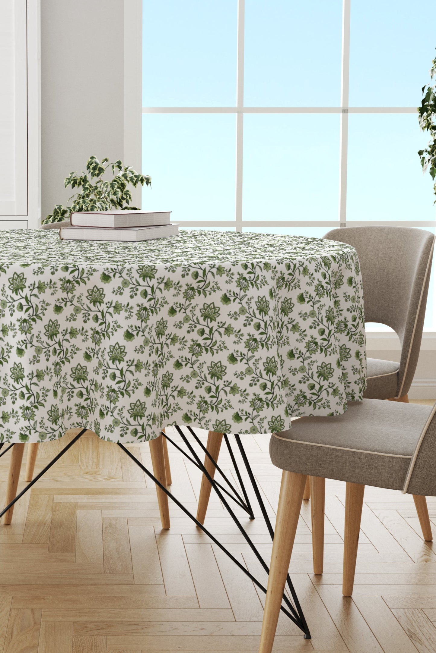 Green Chintz Round Tablecloth