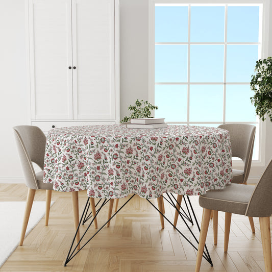 Red & Green Chintz Round Tablecloth