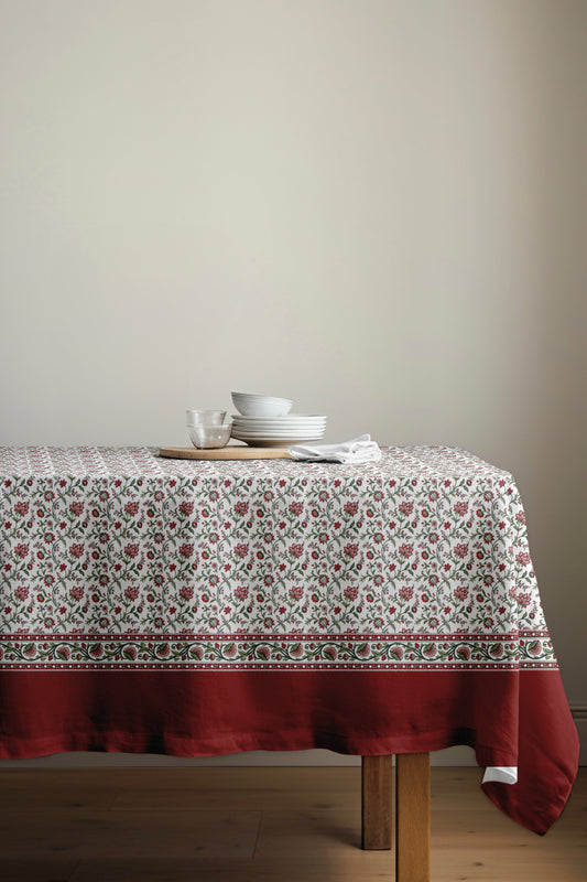 Red & Green Chintz Tablecloth
