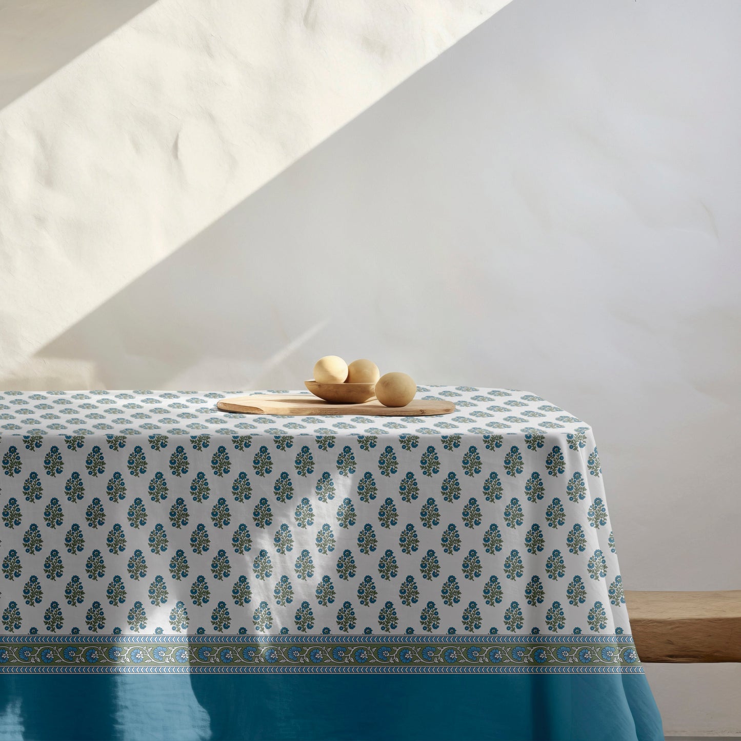 Blue Green Floral Tablecloth