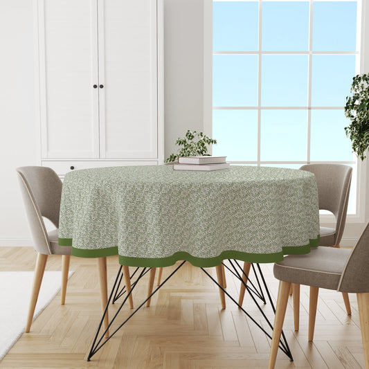 Green Damask Round Tablecloth