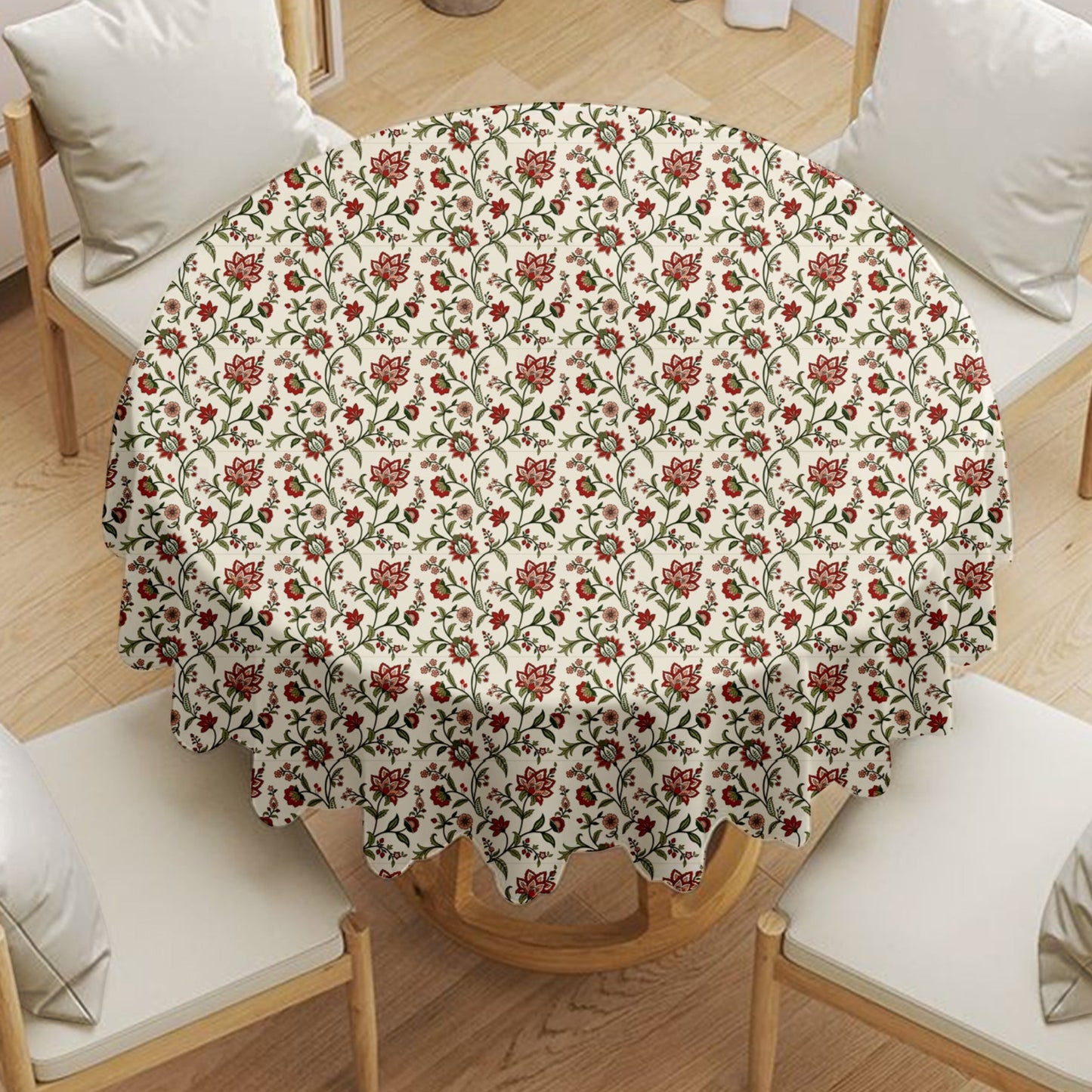 Red & Green Chintz Round Tablecloth
