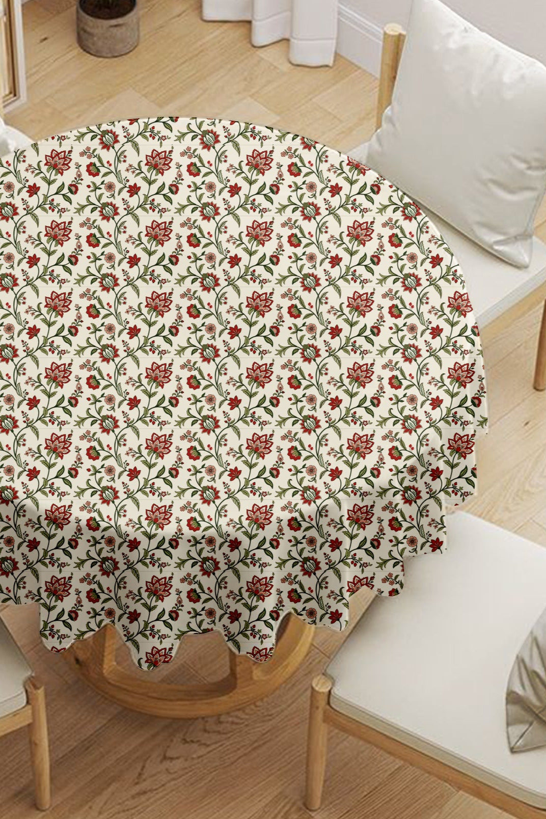 Red & Green Chintz Round Tablecloth