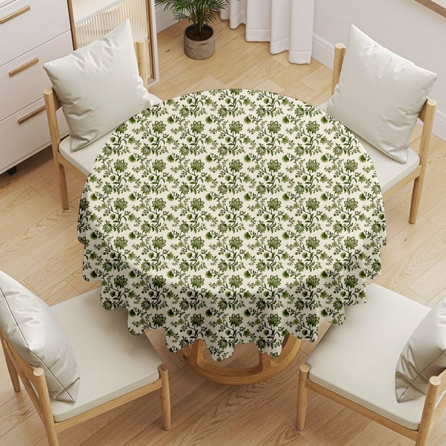 Green Chintz Round Tablecloth