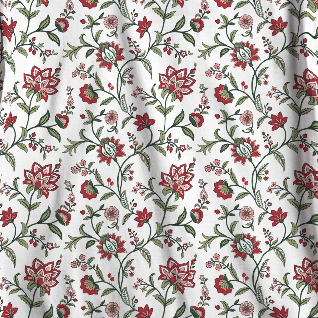 Red & Green Chintz Round Tablecloth