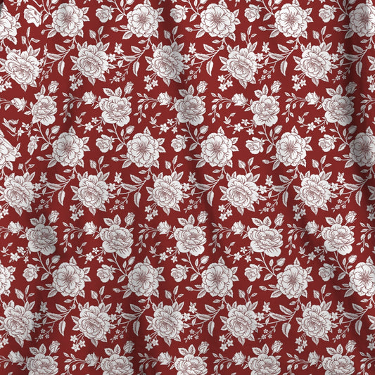 Red & White Floral Tablecloth